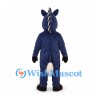 Horse Mascot Costume in Navy Blue with White Mane and Face Markings
