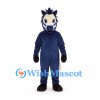 Horse Mascot Costume in Navy Blue with White Mane and Face Markings