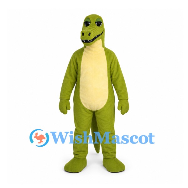 Crocodile Mascot Costume in Lime Green with Cream Belly