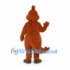 Dinosaur Mascot Costume in Orange with Yellow Belly and Brown Spots
