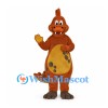 Dinosaur Mascot Costume in Orange with Yellow Belly and Brown Spots