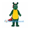 Dragon Mascot Costume in Green with Red Spikes and Yellow Belly