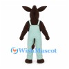 Donkey Mascot Costume in Brown with Mint Green Overalls
