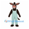 Donkey Mascot Costume in Brown with Mint Green Overalls