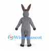 Donkey Mascot Costume in Gray with Tall Ears and Dark Hooves