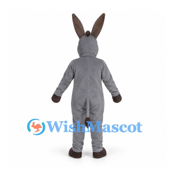 Donkey Mascot Costume in Gray with Tall Ears and Dark Hooves