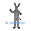 Donkey Mascot Costume in Gray with Tall Ears and Dark Hooves