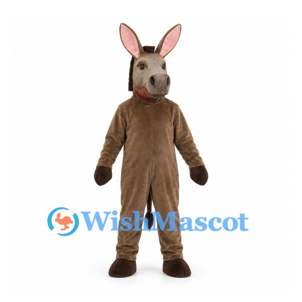 Donkey Mascot Costume in Brown with Pink Inner Ears