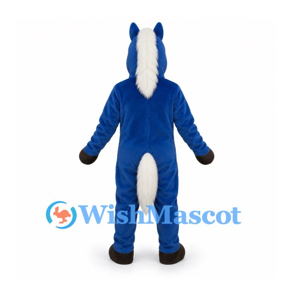 Horse Mascot Costume in Blue with White Mane and Tail