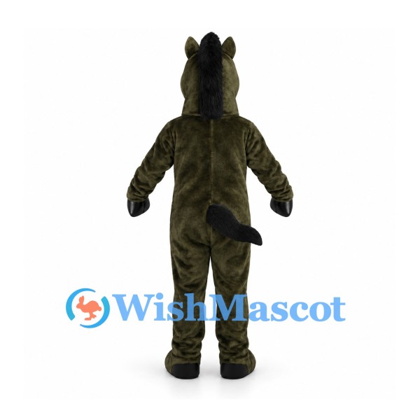 Horse Mascot Costume in Dark Brown with Black Mane