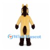 Horse Mascot Costume in Tan with Dark Brown Mane and Hooves