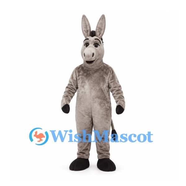 Donkey Mascot Costume in Gray with White Muzzle