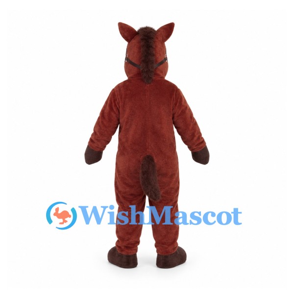 Horse Mascot Costume in Reddish Brown with Black Mane