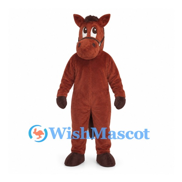 Horse Mascot Costume in Reddish Brown with Black Mane