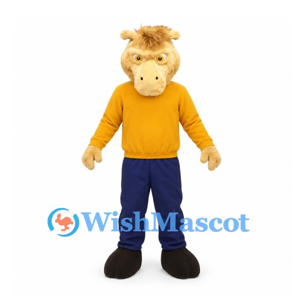 Buffalo Mascot Costume with Yellow Shirt and Blue Pants