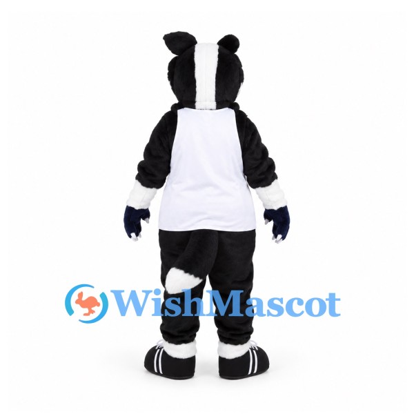 Badger Mascot Costume with White Tank Top and Black Shorts