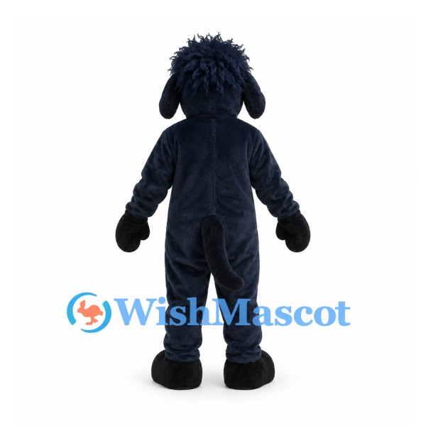 Dog Mascot Costume in Navy Blue with Shaggy Hair and Floppy Ears