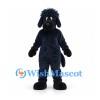 Dog Mascot Costume in Navy Blue with Shaggy Hair and Floppy Ears