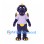 Dragon Mascot Costume in Purple with Lavender Shirt and Yellow Spots