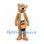 Bear Mascot Costume in Tan with Multicolor Striped Scarf