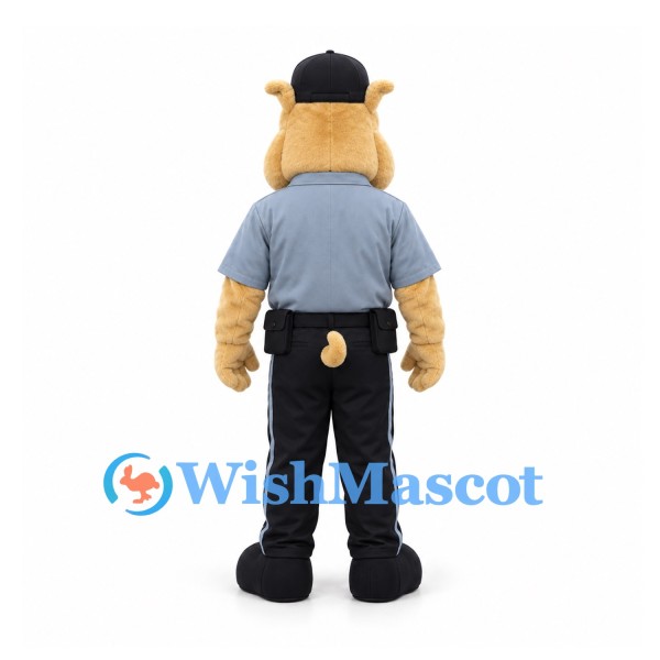 Police Dog Mascot Costume with Blue Shirt and Black Cap