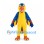 Parrot Mascot Costume in Blue and Yellow with Colorful Wing Feathers