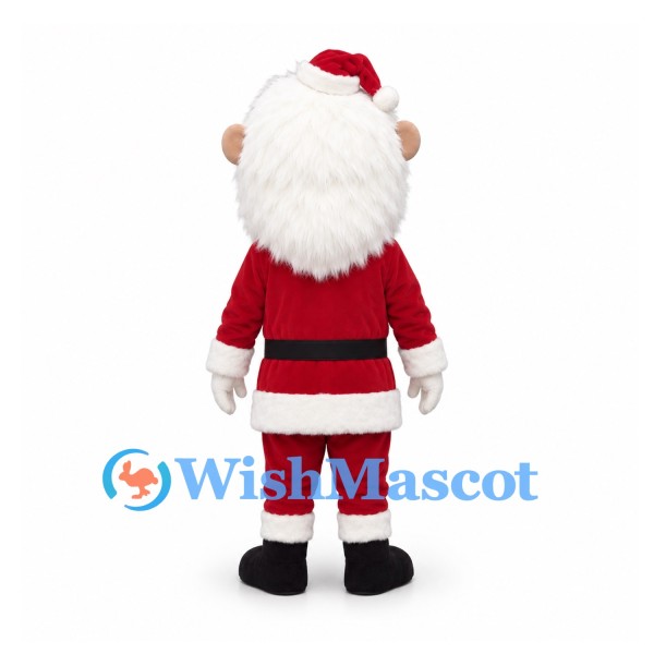 Santa Claus Mascot Costume with Red Suit and Large White Beard