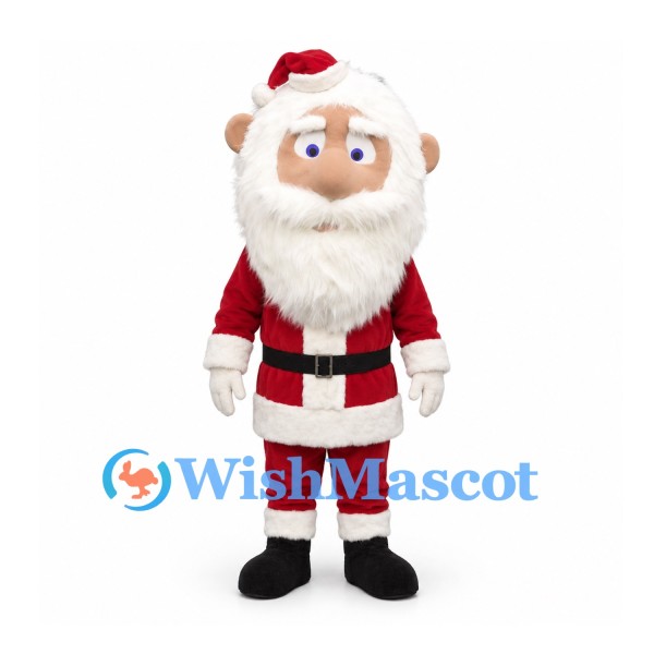 Santa Claus Mascot Costume with Red Suit and Large White Beard