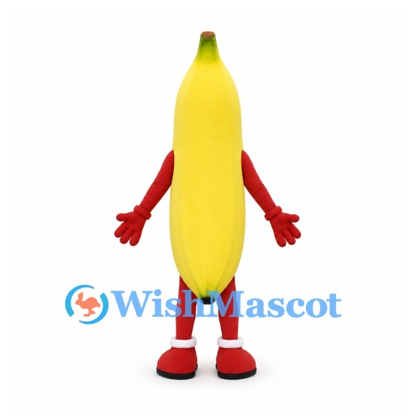 Banana Mascot Costume in Yellow with Red Gloves and Shoes