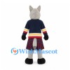 Wolf Mascot Costume with Navy Shirt and Red Plaid Kilt