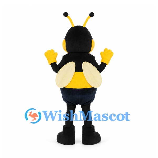 Bee Mascot Costume in Yellow and Black with Cream Wings