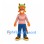 Cat Mascot Costume in Orange with Striped Shirt and Green Cap