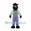 Horse Mascot Costume in Black with Argyle Shirt and Gray Overalls