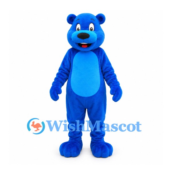 Bear Mascot Costume in Royal Blue with Light Blue Belly