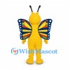 Butterfly Mascot Costume in Yellow with Large Multicolor Wings