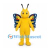 Butterfly Mascot Costume in Yellow with Large Multicolor Wings