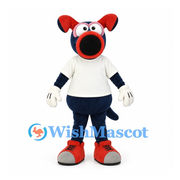 Dog Mascot Costume with White Shirt and Red Shoes