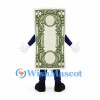 Banknote Mascot Costume in Green with Smiling Face
