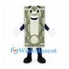 Banknote Mascot Costume in Green with Smiling Face