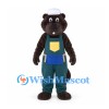 Builder Beaver Mascot Costume with Teal Overalls and White Cap