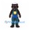 Builder Beaver Mascot Costume with Teal Overalls and White Cap