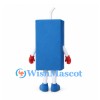 Juice Box Mascot Costume in Blue with White Straw and Red Gloves