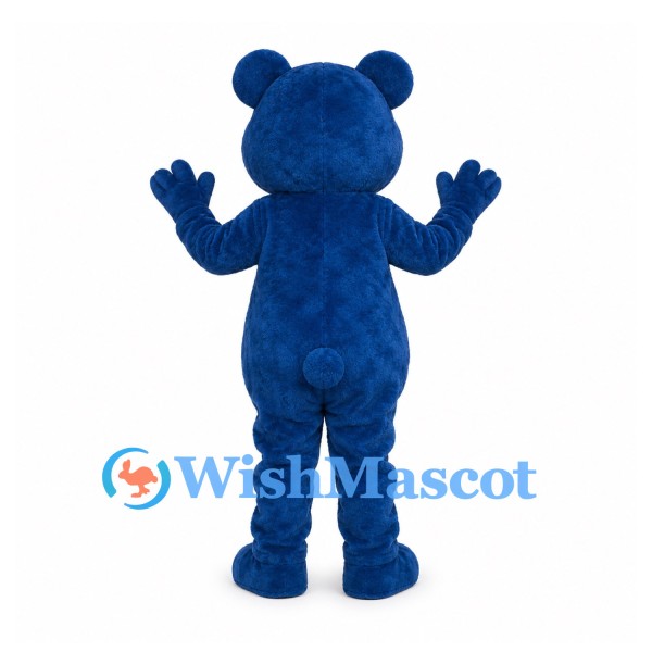 Bear Mascot Costume in Blue with White Belly and Muzzle