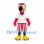 Parrot Mascot Costume in Red with White Shirt and Striped Shorts