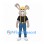 Builder Rabbit Mascot Costume with Yellow Hard Hat and Blue Pants