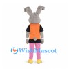 Rabbit Mascot Costume with Orange Shirt and Pink Pants