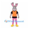 Rabbit Mascot Costume with Orange Shirt and Pink Pants