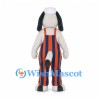 Dog Mascot Costume with Orange and Blue Striped Overalls