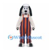 Dog Mascot Costume with Orange and Blue Striped Overalls
