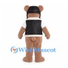 Pilot Bear Mascot Costume with Goggles and Black Vest